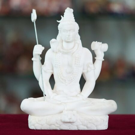 Marble  Handmade Mahadev Shivaji Idol For Home Décor  Handcrafted Showpiece For Table Décor( 8 INCHES HEIGHT)